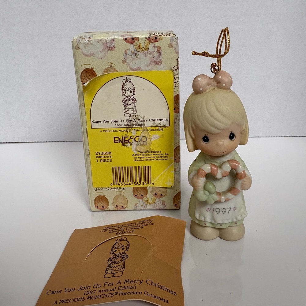 🎄 Precious Moments 1997 Ornament – “Cane You Join Us For A Merry Christmas” 🎁